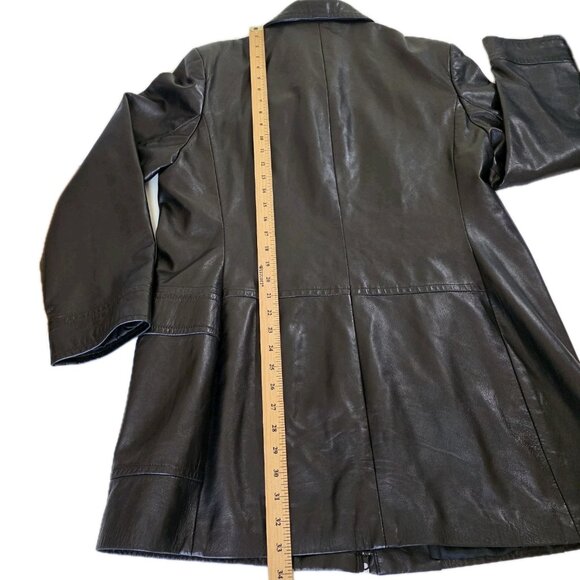 Danier Jacket Womens XL Brown Leather Pockets Zip Lined LS Classic Collar Mature - Picture 8 of 16